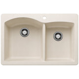 Blanco Diamond 33 Inch Silgranit Dual Mount 1 Hole 60/40 Double Bowl Kitchen Sink - BUILDMYPLACE