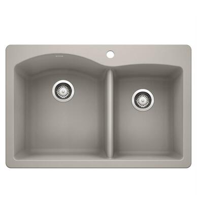 Blanco Diamond 33 Inch Silgranit Dual Mount 1 Hole 60/40 Double Bowl Kitchen Sink - BUILDMYPLACE