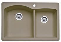 Blanco Diamond 33 Inch Silgranit Dual Mount 1 Hole 60/40 Double Bowl Kitchen Sink - BUILDMYPLACE