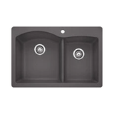 Blanco Diamond 33 Inch Silgranit Dual Mount 1 Hole 60/40 Double Bowl Kitchen Sink - BUILDMYPLACE