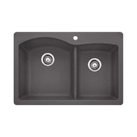 Blanco Diamond 33 Inch Silgranit Dual Mount 1 Hole 60/40 Double Bowl Kitchen Sink - BUILDMYPLACE