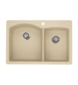 Blanco Diamond 33 Inch Silgranit Dual Mount 1 Hole 60/40 Double Bowl Kitchen Sink - BUILDMYPLACE