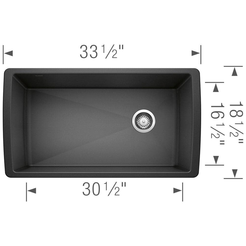 Blanco Diamond 33 inch Single Bowl Silgranit Undermount Kitchen Sink - BUILDMYPLACE