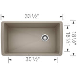 Blanco Diamond 33 inch Single Bowl Silgranit Undermount Kitchen Sink - BUILDMYPLACE