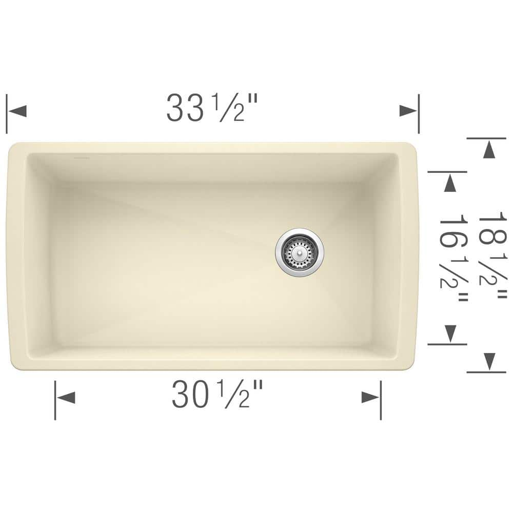 Blanco Diamond 33 inch Single Bowl Silgranit Undermount Kitchen Sink - BUILDMYPLACE