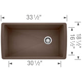 Blanco Diamond 33 inch Single Bowl Silgranit Undermount Kitchen Sink - BUILDMYPLACE