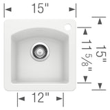Blanco Diamond Silgranit Drop - In or Undermount Bar Sink, 15" X 15" - BUILDMYPLACE
