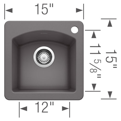 Blanco Diamond Silgranit Drop - In or Undermount Bar Sink, 15" X 15" - BUILDMYPLACE
