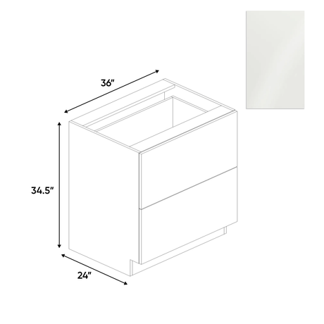 Blanco Gloss - 2 Drawer Base Cabinet - 36"W x 34.5"H x 24"D - Pre Assembled - Frameless Cabinet - BUILDMYPLACE