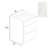 Blanco Gloss - 3 Drawer Base Cabinet - 18"W x 34.5"H x 24"D - Pre Assembled - Frameless Cabinet - BUILDMYPLACE