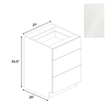 Blanco Gloss - 3 Drawer Base Cabinet - 21"W x 34.5"H x 24"D - Pre Assembled - Frameless Cabinet - BUILDMYPLACE