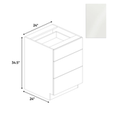 Blanco Gloss - 3 Drawer Base Cabinet - 24"W x 34.5"H x 24"D - Pre Assembled - Frameless Cabinet - BUILDMYPLACE