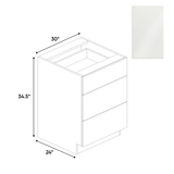 Blanco Gloss - 3 Drawer Base Cabinet - 30"W x 34.5"H x 24"D - Pre Assembled - Frameless Cabinet - BUILDMYPLACE