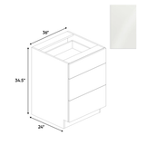 Blanco Gloss - 3 Drawer Base Cabinet - 36"W x 34.5"H x 24"D - Pre Assembled - Frameless Cabinet - BUILDMYPLACE