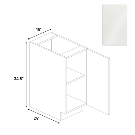 Blanco Gloss - Base Full Height Cabinet - 15"W x 34.5"H x 24"D - Pre Assembled - Frameless Cabinet - BUILDMYPLACE