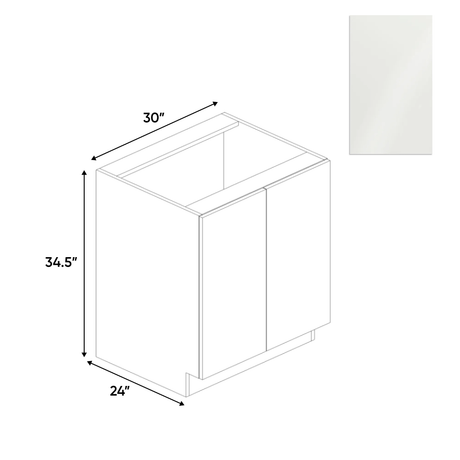 Blanco Gloss - Base Full Height Cabinet - 30"W x 34.5"H x 24"D - Pre Assembled - Frameless Cabinet - BUILDMYPLACE