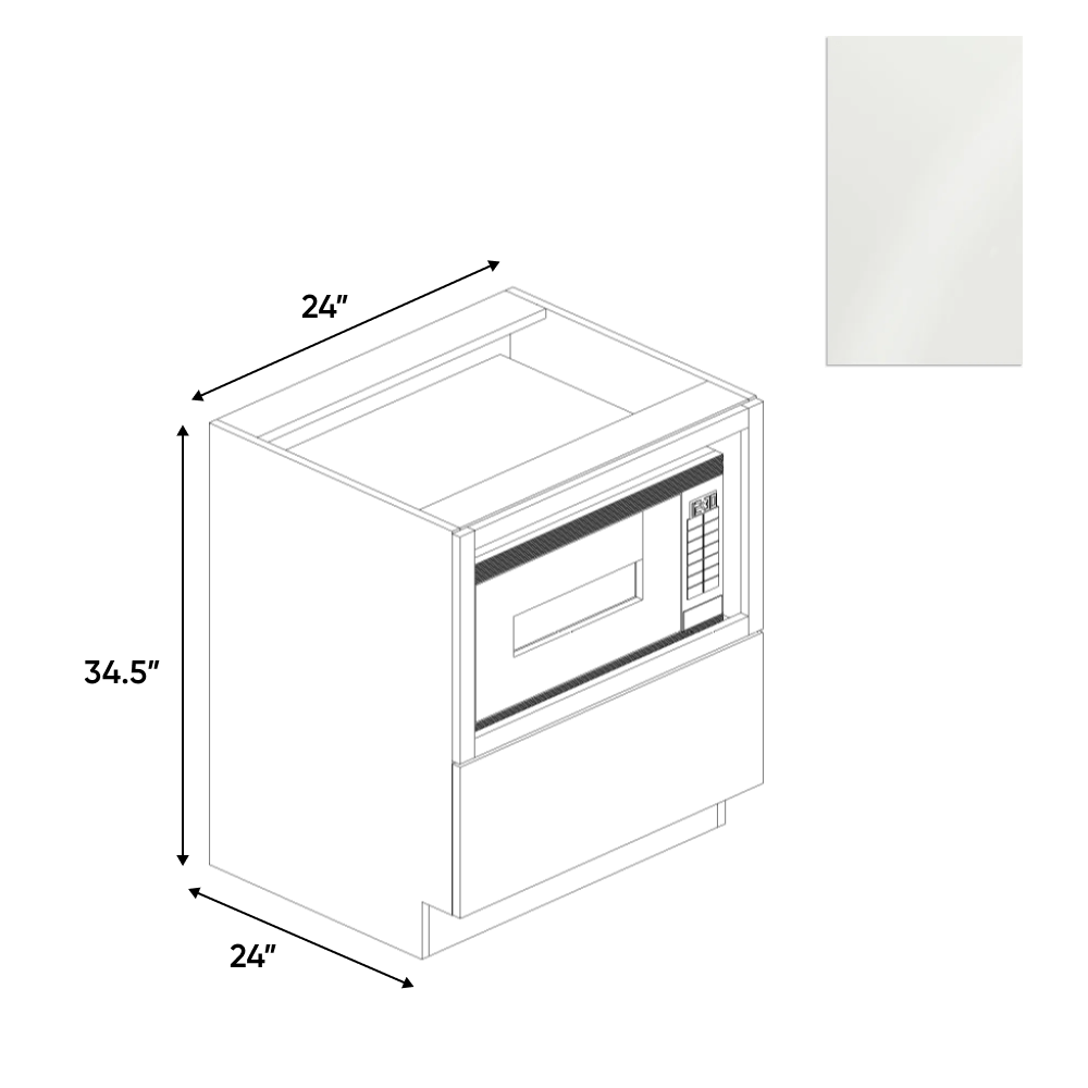 Blanco Gloss - Base Microwave Cabinet - 24"W x 34.5"H x 24"D - Pre Assembled - Frameless Cabinet - BUILDMYPLACE