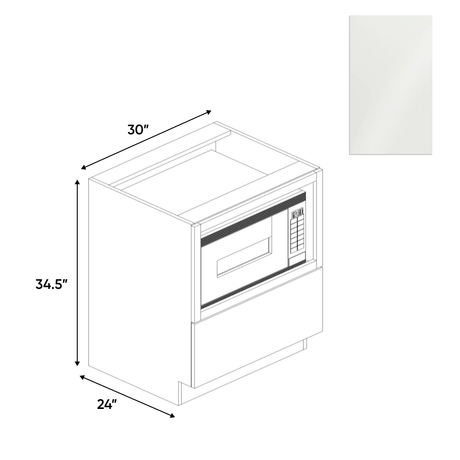 Blanco Gloss - Base Microwave Cabinet - 30"W x 34.5"H x 24"D - Pre Assembled - Frameless Cabinet - BUILDMYPLACE