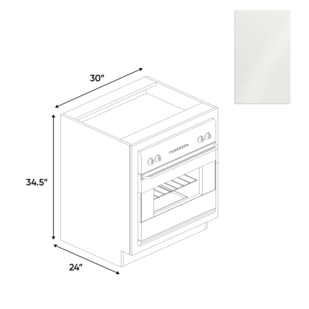 Blanco Gloss - Base Oven Cabinet - 30"W x 34.5"H x 24"D - Pre Assembled - Frameless Cabinet - BUILDMYPLACE