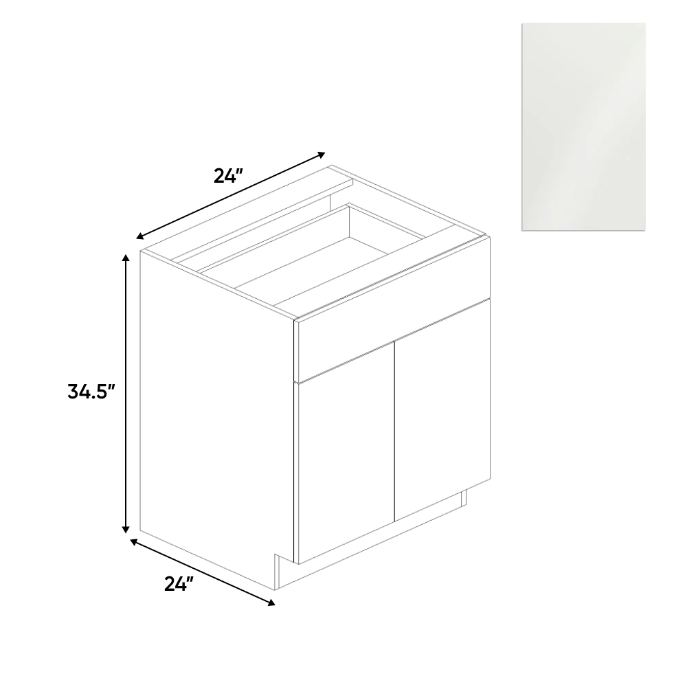 Blanco Gloss - Double Door Base Cabinet - 24"W x 34.5"H x 24"D - Pre Assembled - Frameless Cabinet - BUILDMYPLACE