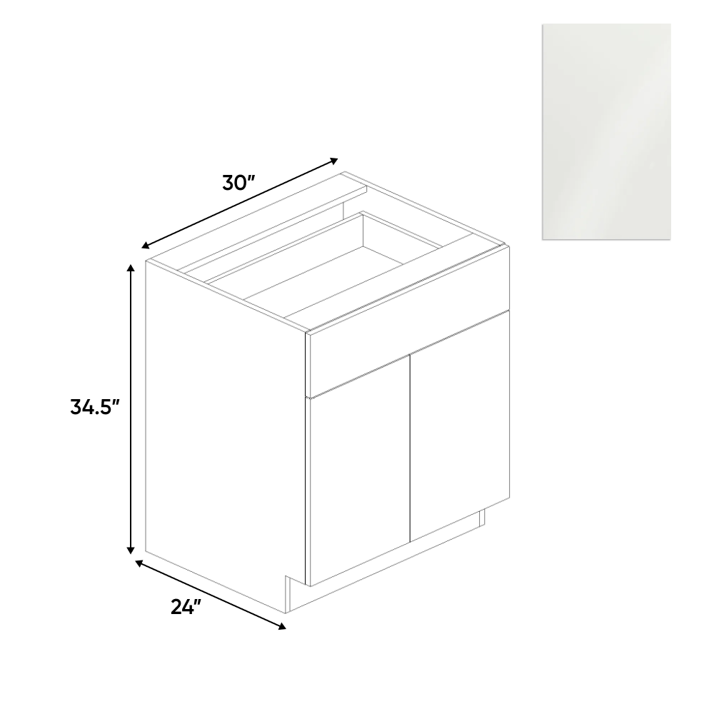 Blanco Gloss - Double Door Base Cabinet - 30"W x 34.5"H x 24"D - Pre Assembled - Frameless Cabinet - BUILDMYPLACE