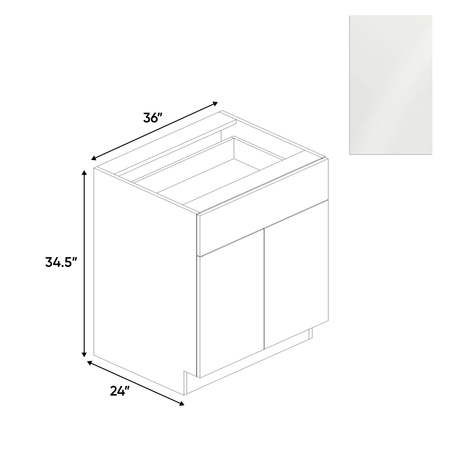 Blanco Gloss - Double Door Base Cabinet - 36"W x 34.5"H x 24"D - Pre Assembled - Frameless Cabinet - BUILDMYPLACE