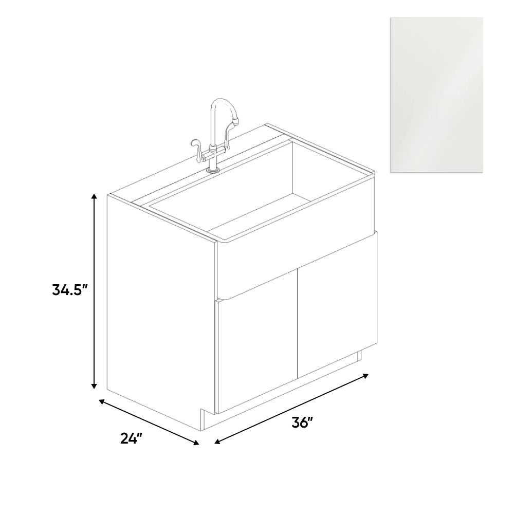 Blanco Gloss - Farm Sink Base Cabinet - 36"W x 34.5"H x 24"D - Pre Assembled - Frameless Cabinet - BUILDMYPLACE