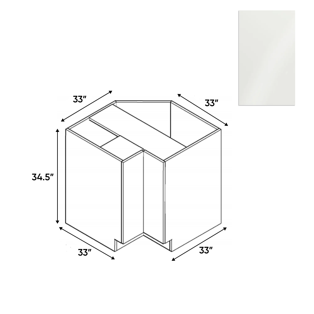 Blanco Gloss - Lazy Susan Base Cabinet - 33"W x 34.5"H x 33"D - Pre Assembled - Frameless Cabinet - BUILDMYPLACE