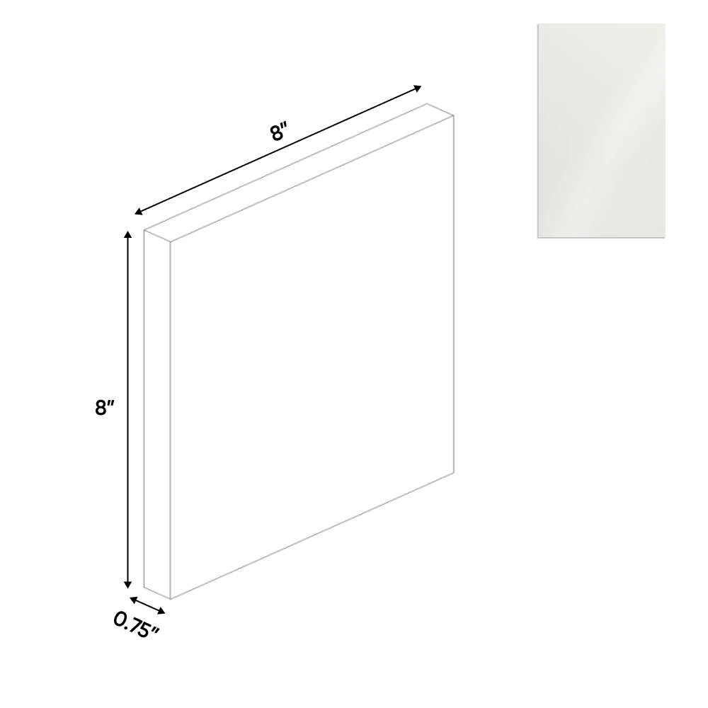 Blanco Gloss - Sample Door - 8"W x 8"H x 0.75"D - Pre Assembled - Frameless Cabinet - BUILDMYPLACE