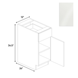 Blanco Gloss - Single Door Base Cabinet - 12"W x 34.5"H x 24"D - Pre Assembled - Frameless Cabinet - BUILDMYPLACE