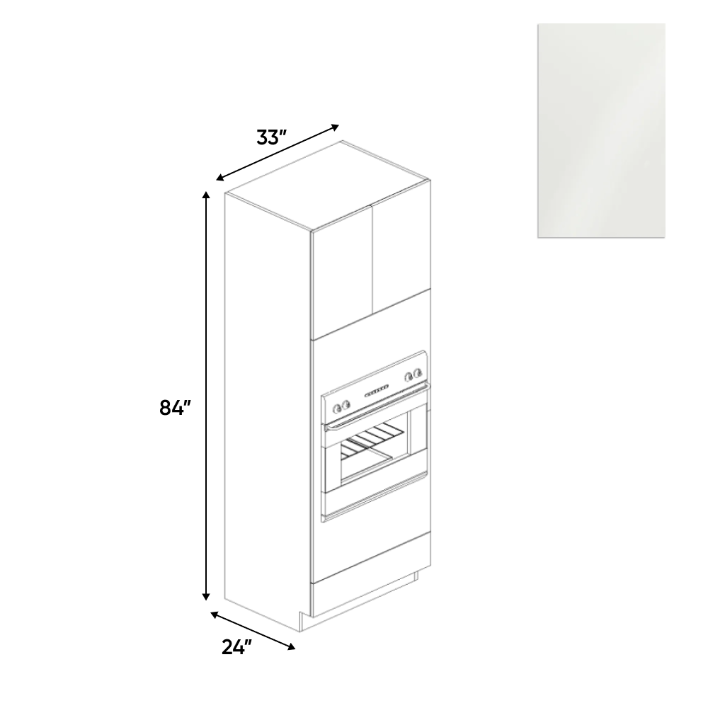 Blanco Gloss - Tall Oven Cabinet - 33"W x 84"H x 24"D - Pre Assembled - Frameless Cabinet - BUILDMYPLACE