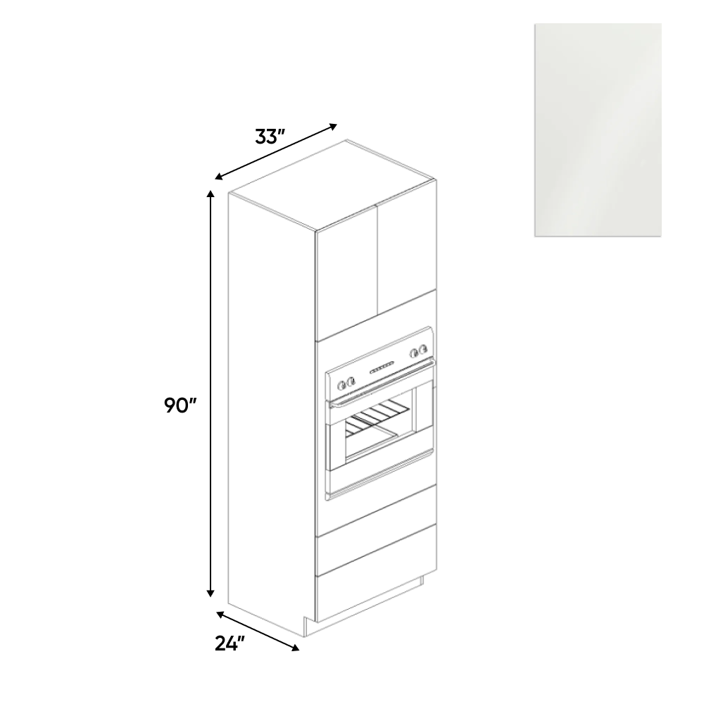 Blanco Gloss - Tall Oven Cabinet - 33"W x 90"H x 24"D - Pre Assembled - Frameless Cabinet - BUILDMYPLACE