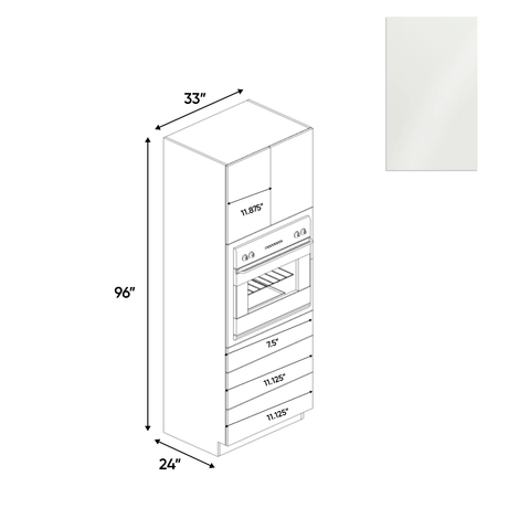 Blanco Gloss - Tall Oven Cabinet - 33"W x 96"H x 24"D - Pre Assembled - Frameless Cabinet - BUILDMYPLACE