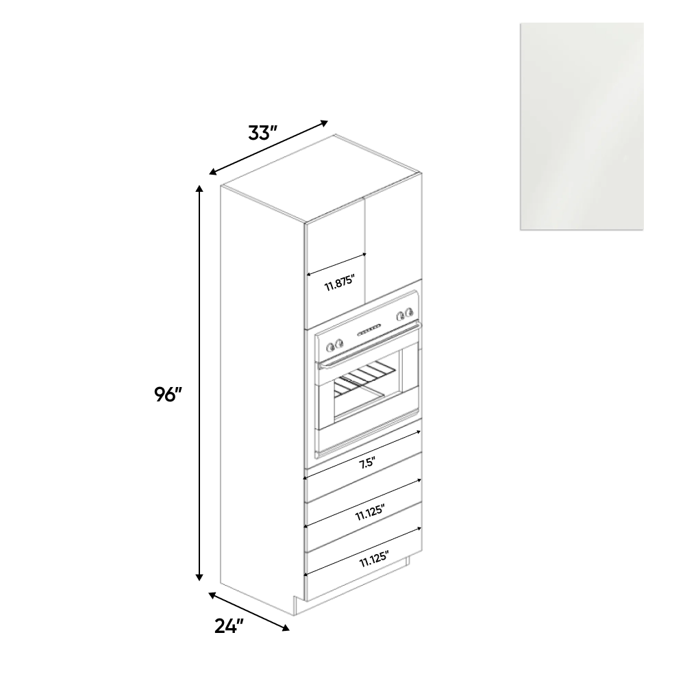 Blanco Gloss - Tall Oven Cabinet - 33