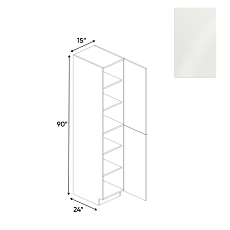 Blanco Gloss - Tall Pantry Cabinet - 15"W x 90"H x 24"D - Pre Assembled - Frameless Cabinet - BUILDMYPLACE