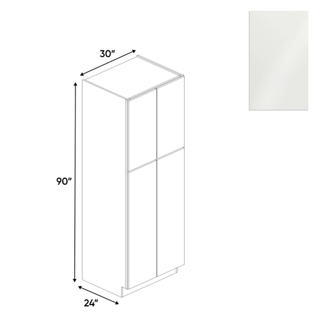 Blanco Gloss - Tall Pantry Cabinet - 30"W x 90"H x 24"D - Pre Assembled - Frameless Cabinet - BUILDMYPLACE