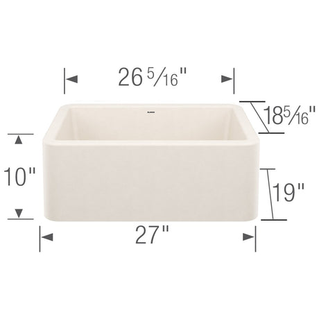 Blanco Ikon 27 inch Apron Single Basin Farmhouse Kitchen Sink - BUILDMYPLACE