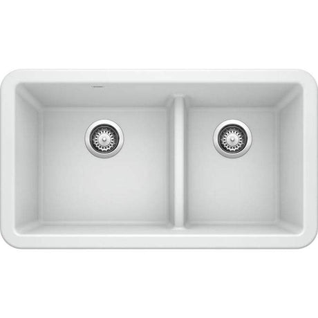 Blanco Ikon 33" Farmhouse Double Basin Silgranit Kitchen Sink - BUILDMYPLACE