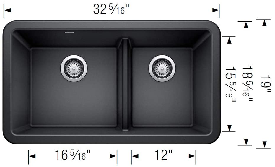 Blanco Ikon 33" Farmhouse Double Basin Silgranit Kitchen Sink - BUILDMYPLACE