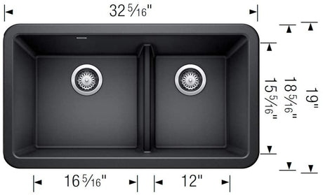 Blanco Ikon 33" Farmhouse Double Basin Silgranit Kitchen Sink - BUILDMYPLACE
