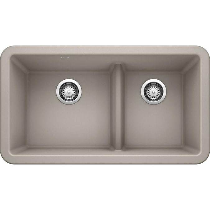 Blanco Ikon 33" Farmhouse Double Basin Silgranit Kitchen Sink - BUILDMYPLACE