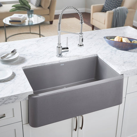 Blanco Ikon 33 Inch Silgranit Apron - Front Farmhouse Kitchen Sink - BUILDMYPLACE