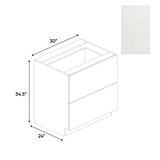 Blanco Matte - 2 Drawer Base Cabinet - 30"W x 34.5"H x 24"D - Pre Assembled - Frameless Cabinet - BUILDMYPLACE