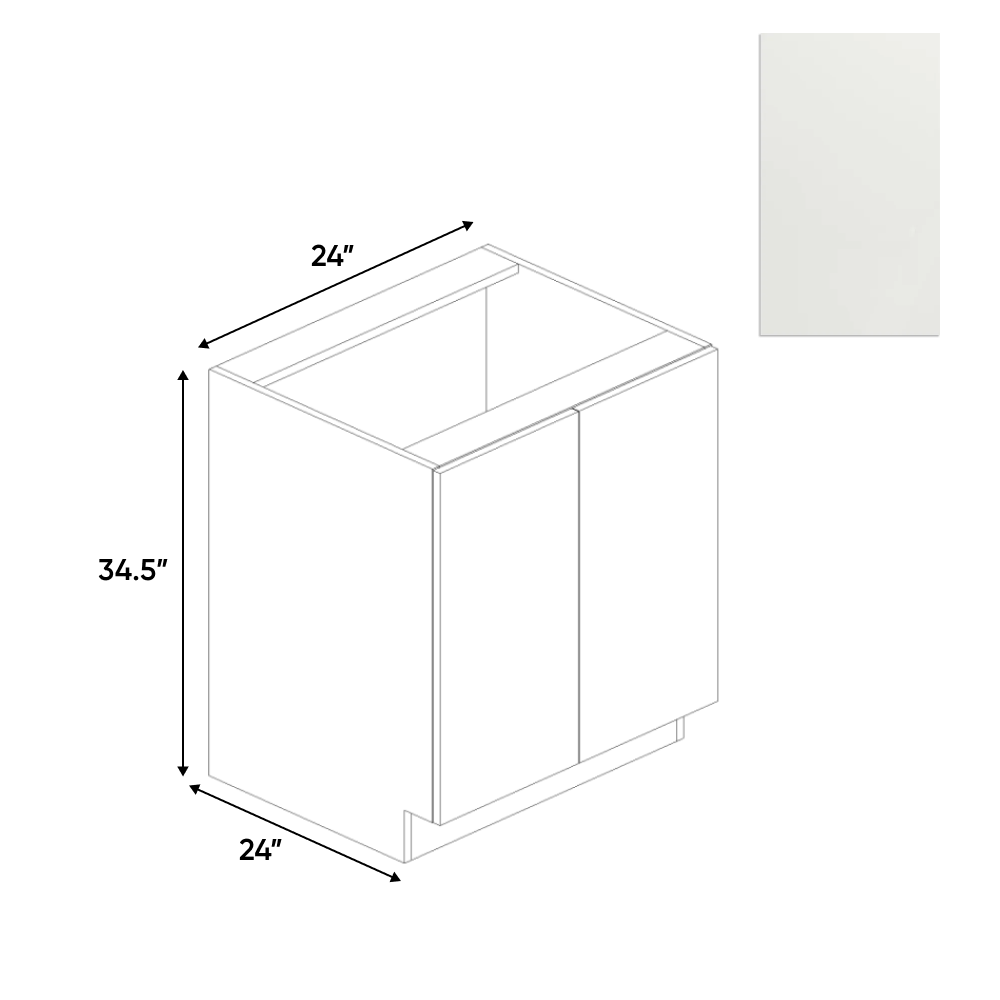 Blanco Matte - Base Full Height Cabinet - 24"W x 34.5"H x 24"D - Pre Assembled - Frameless Cabinet - BUILDMYPLACE