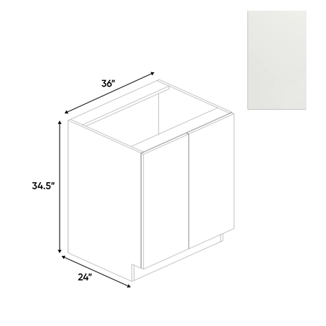 Blanco Matte - Base Full Height Cabinet - 36"W x 34.5"H x 24"D - Pre Assembled - Frameless Cabinet - BUILDMYPLACE