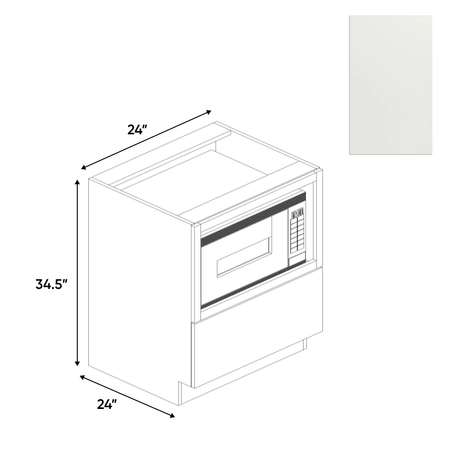 Blanco Matte - Base Microwave Cabinet - 24"W x 34.5"H x 24"D - Pre Assembled - Frameless Cabinet - BUILDMYPLACE