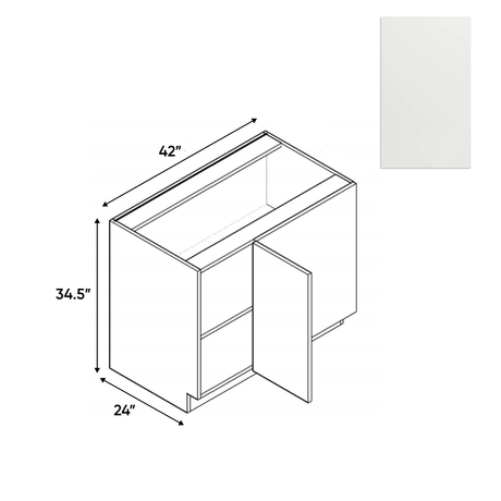 Blanco Matte - Blind Corner Base Cabinet - 42"W x 34.5"H x 24"D - Pre Assembled - Frameless Cabinet - BUILDMYPLACE