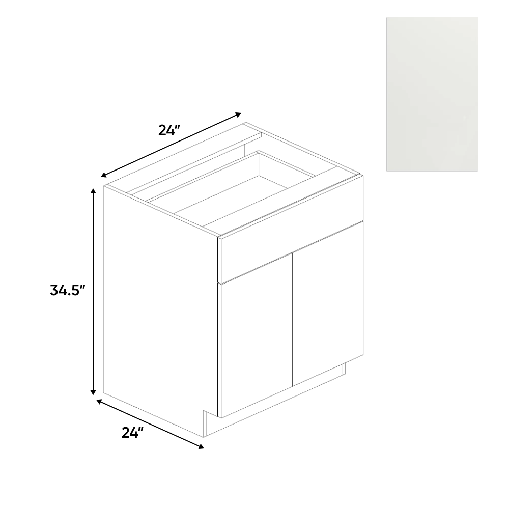 Blanco Matte - Double Door Base Cabinet - 24"W x 34.5"H x 24"D - Pre Assembled - Frameless Cabinet - BUILDMYPLACE