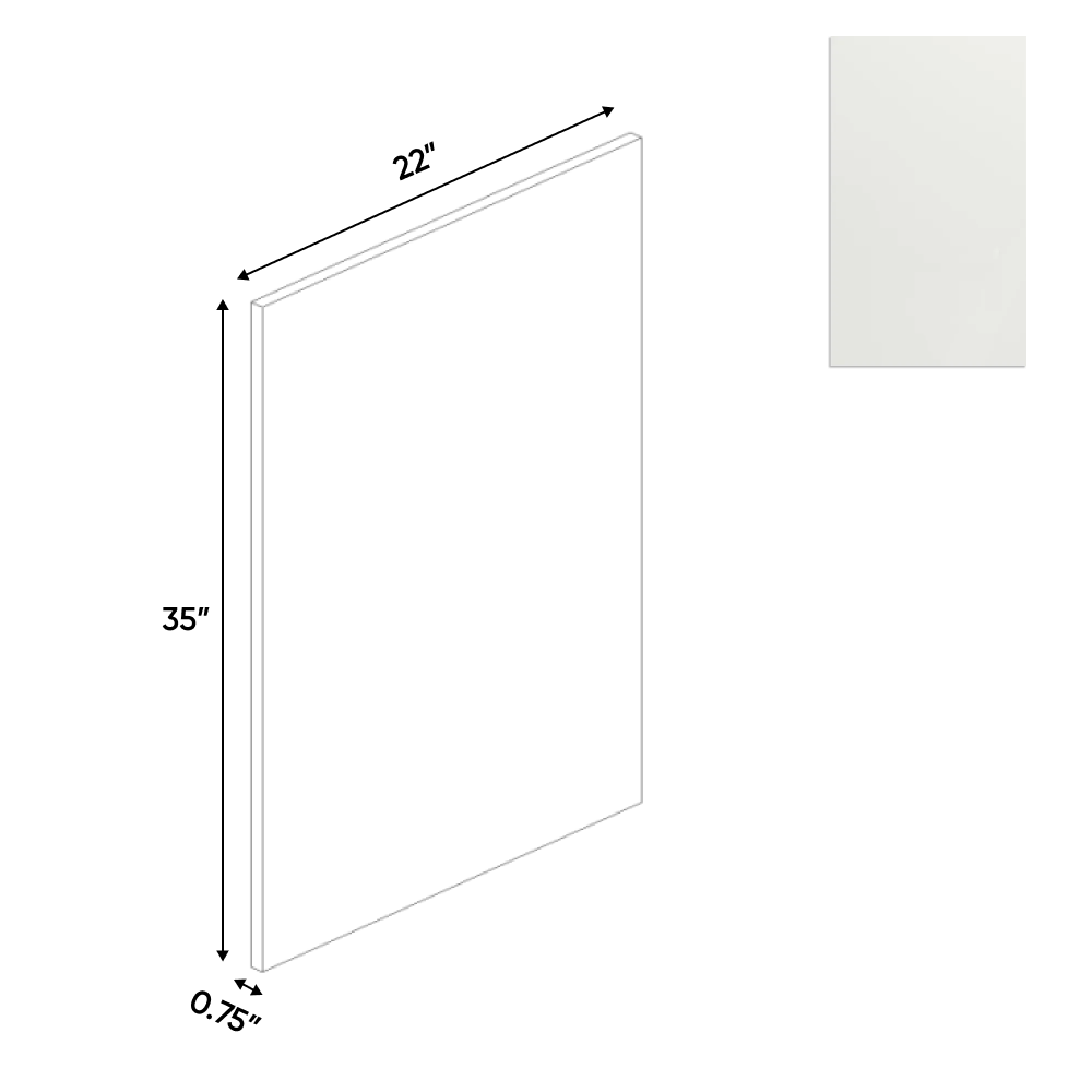 Blanco Matte - Finished End Vanity Panel - 22"W x 35"H x 0.75"D - Pre Assembled - Frameless Cabinet - BUILDMYPLACE