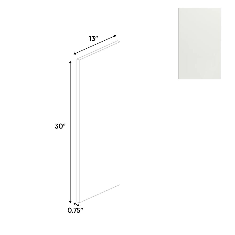 Blanco Matte - Finished End Wall Panel - 13"W x 30"H x 0.75"D - Pre Assembled - Frameless Cabinet - BUILDMYPLACE